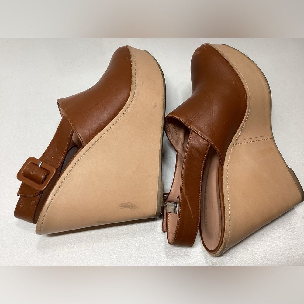Robert Clergerie French' Brown ‎ Leather Ankle Strap Cognac Leather Heels EU 37 - Picture 15 of 16